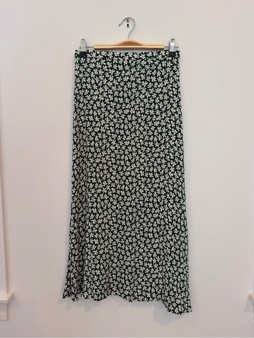 Floral A-Line Maxi Skirt - Green/White
